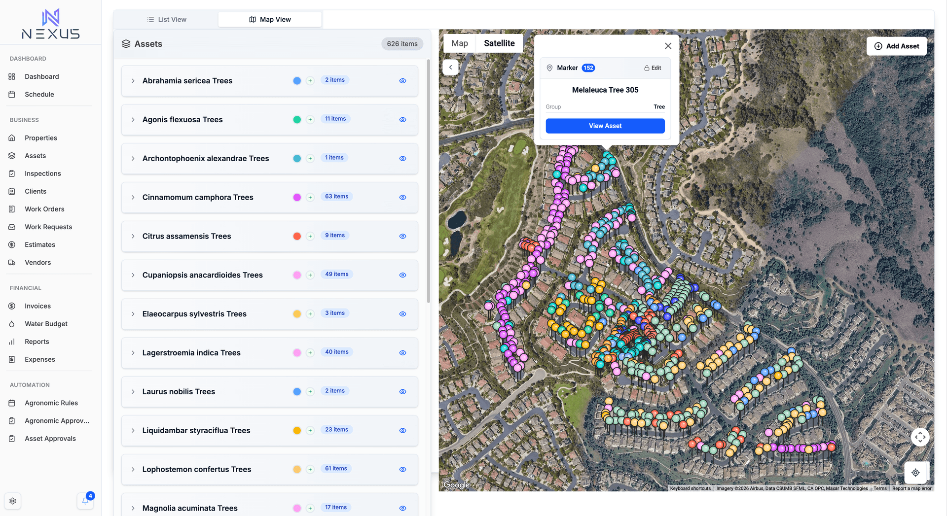 Nexus OS Manage — live asset map of a client community